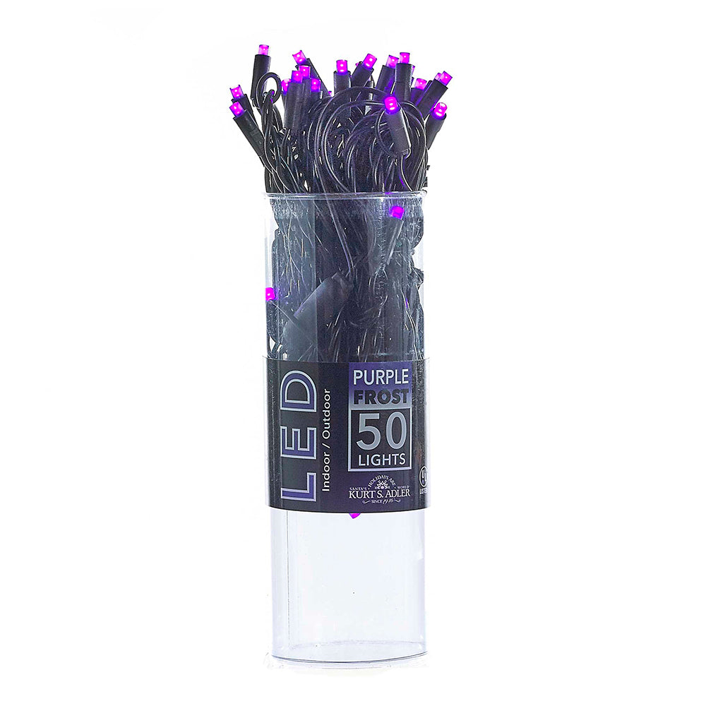 Kurt S Adler, 5mm Purple Frosted LED Black Wire 50 Light Set