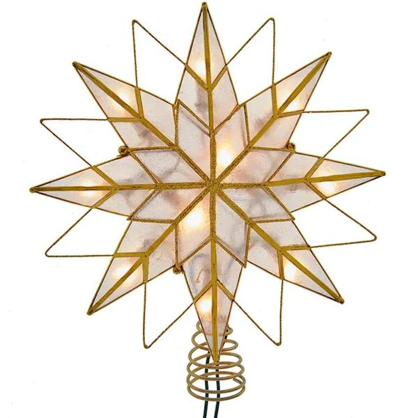 Kurt S Adler, 8 Point Capiz Star Tree Topper 10 Light 9.65"