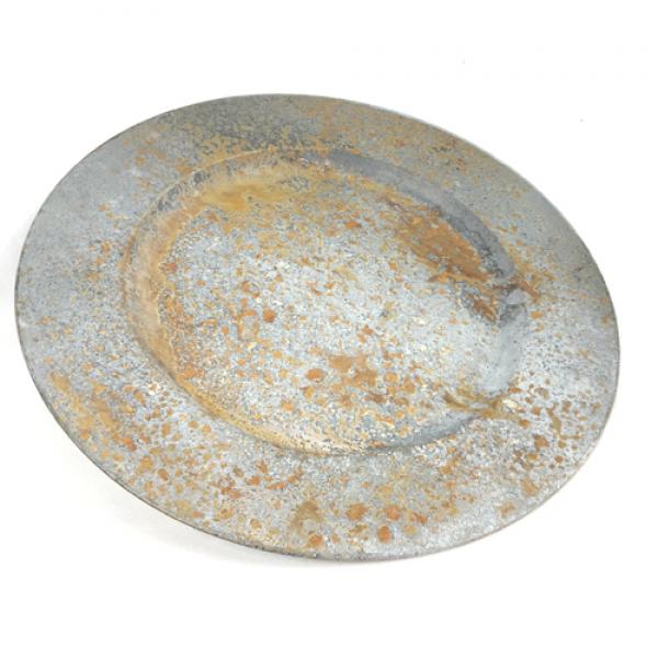 vintage + moss, Antiqued Galvanized Charger Round 13"