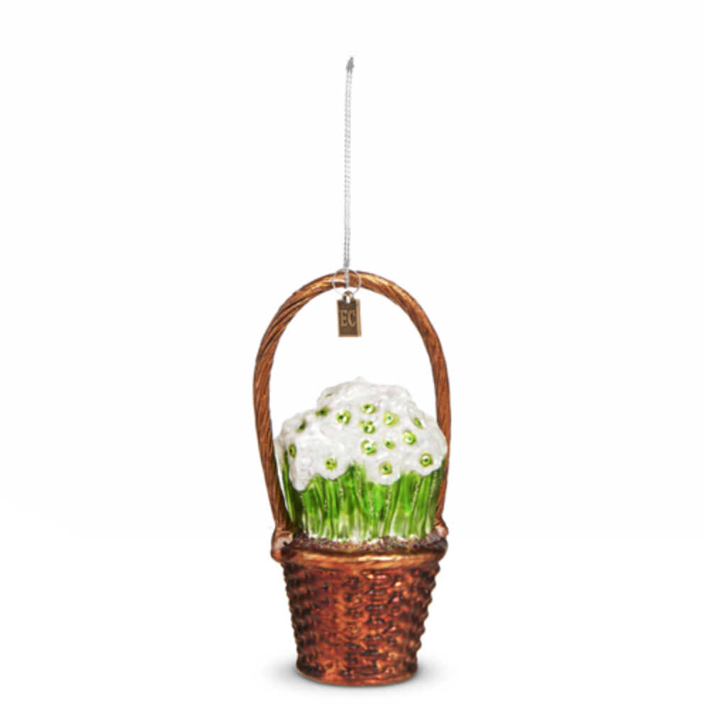 Eric Cortina, Basket of Paperwhites Ornament 5.5"