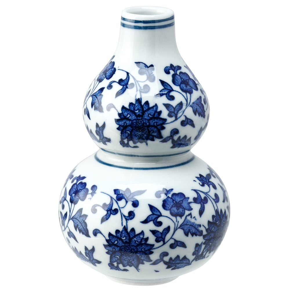 Allstate Floral, Blue and White Classic Chrysanthimum Ceramic Vase 4"