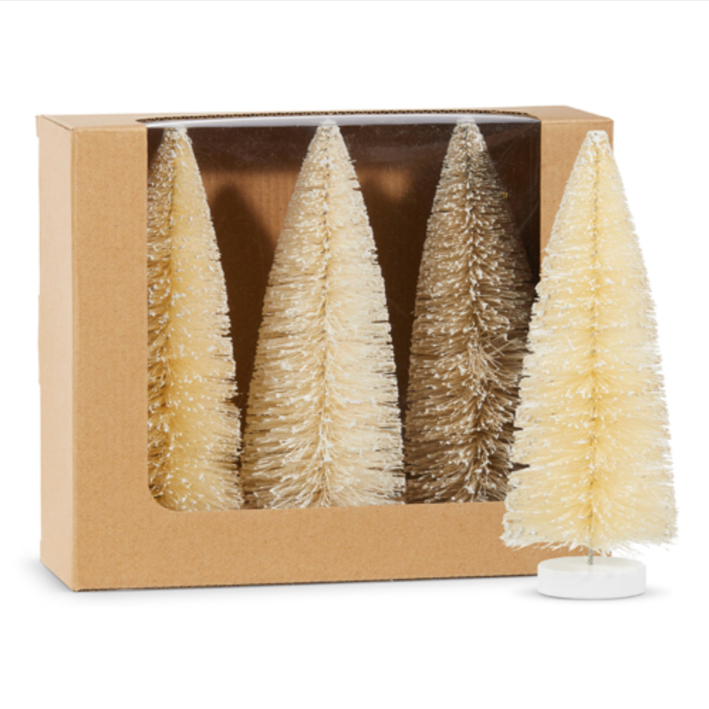 Raz, Box of Frosted Natural Bottle Brush Trees 8" Set of 3