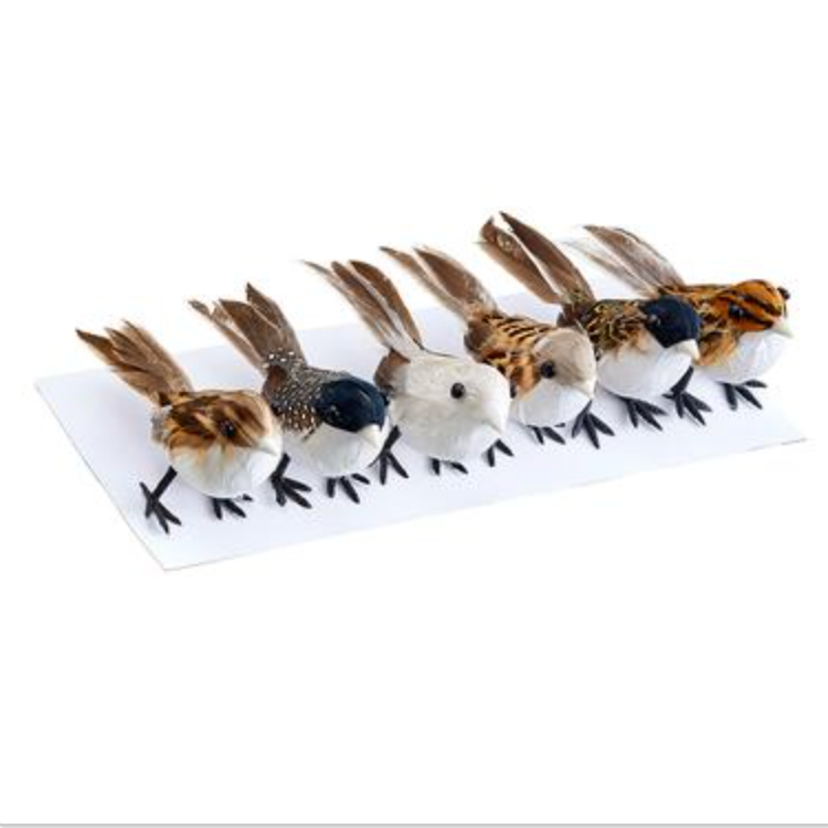 Allstate Floral, Brown Feather Birds 4.5" Long Box of 6