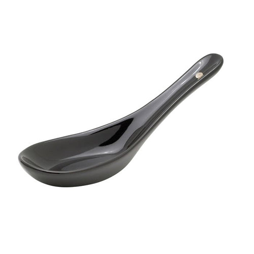 Helen's Asian Kitchen, Chinese Ceramic Soup Spoon Black 5.75"