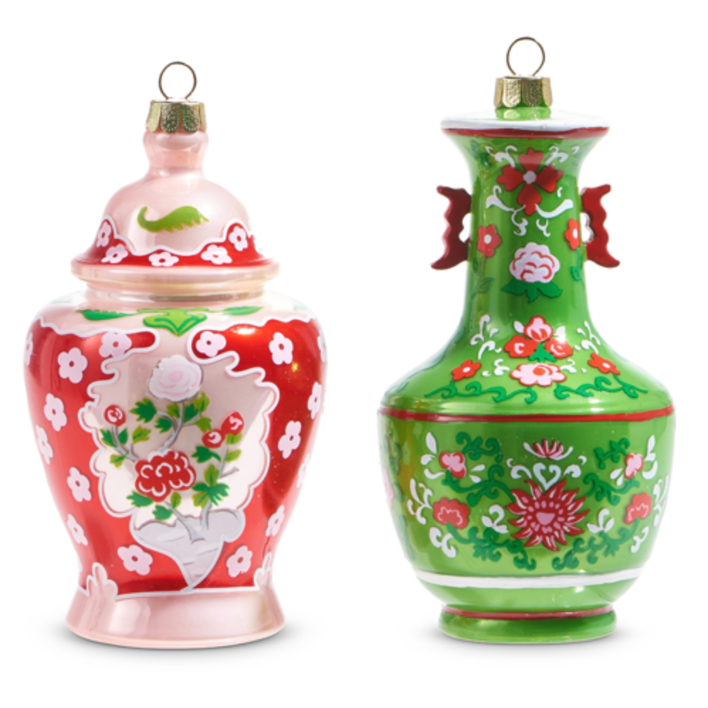 Raz, Chinoiserie Jar Ornament 5" Set of 2