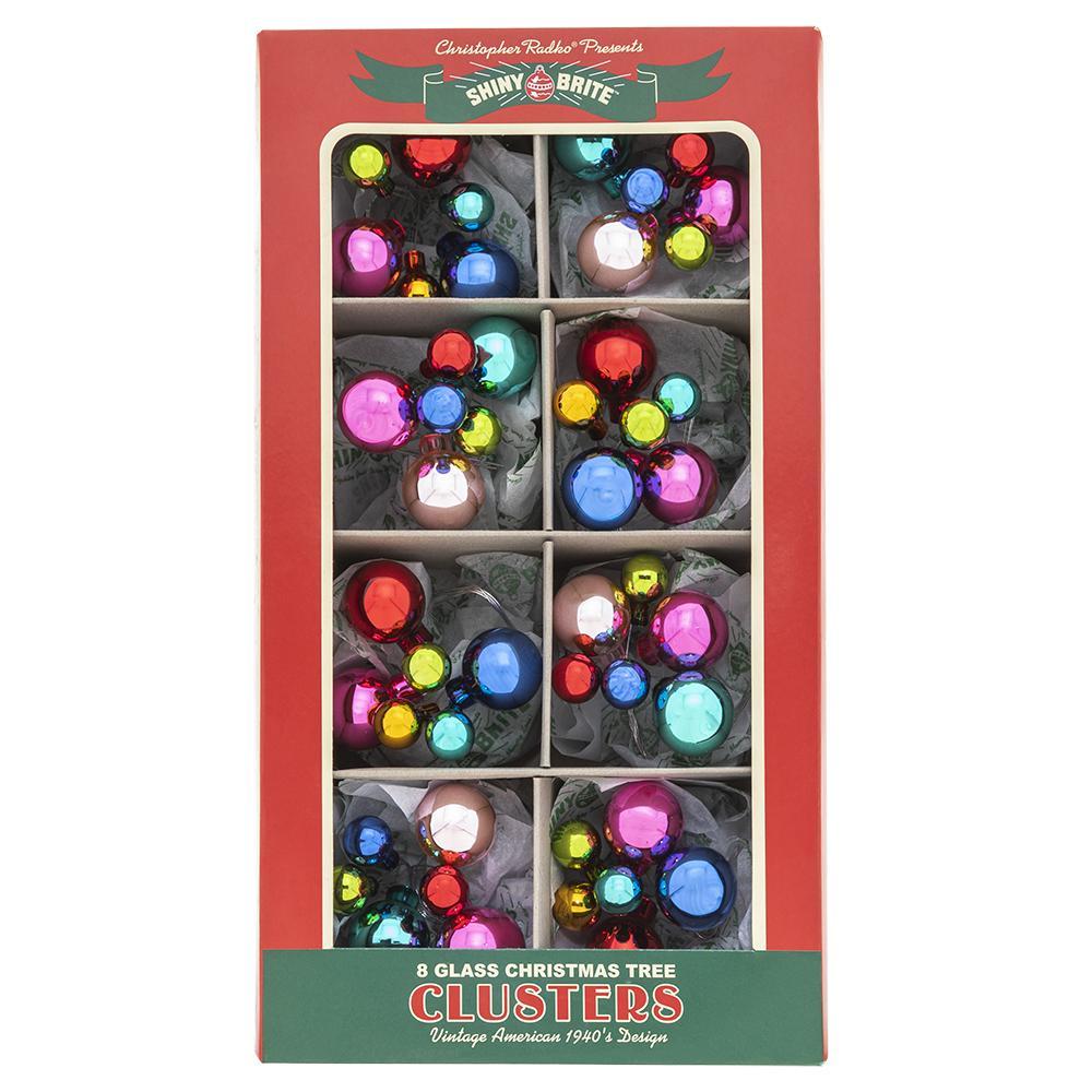 Shiny Brite, Christmas Confetti 6 Piece Clusters 1" & 0.5" Set of 8