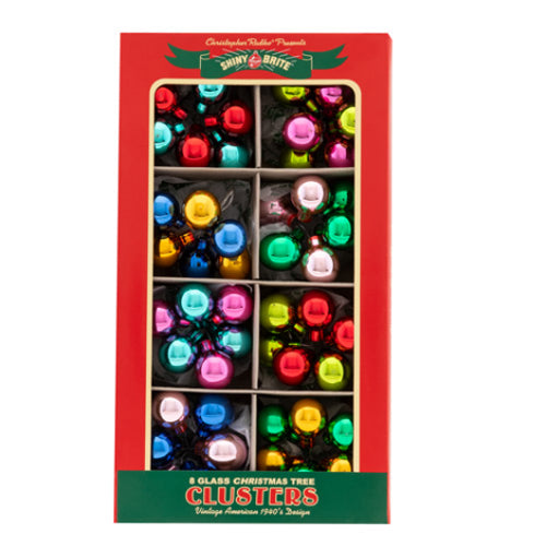 Shiny Brite, Christmas Confetti Clusters of 6, 1" Ornaments Set of 8