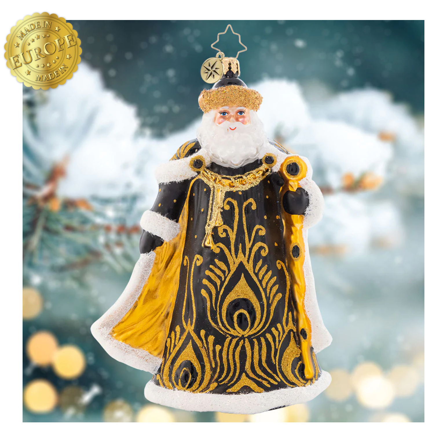 Radko, Ebony Elegance Santa Ornament