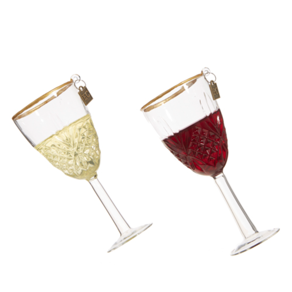 Raz, Elegant Wine Ornament 5.5" Set of 2