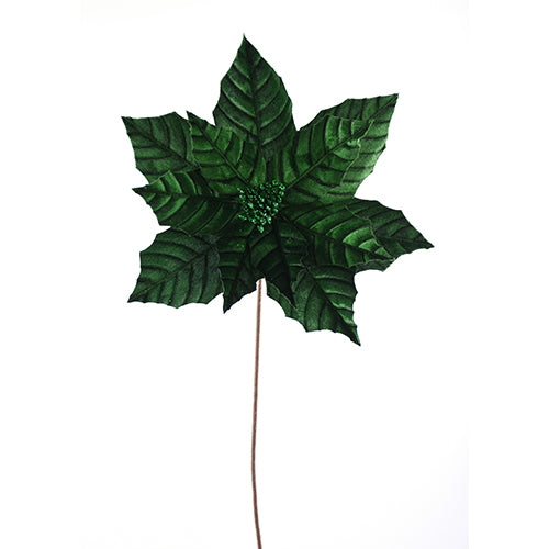 Designer's Excellence, Emerald Pressed Poinsettia Stem 22"