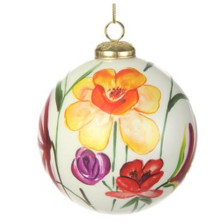 Allstate Floral, Flower Glass Ball Ornament 4"