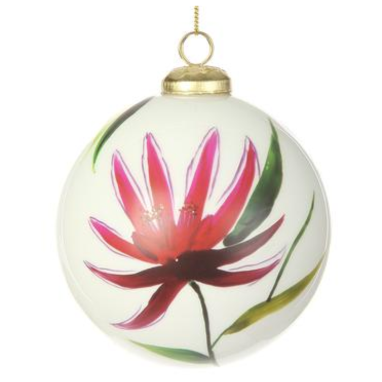 Allstate Floral, Flower Glass Ball Ornament 4"