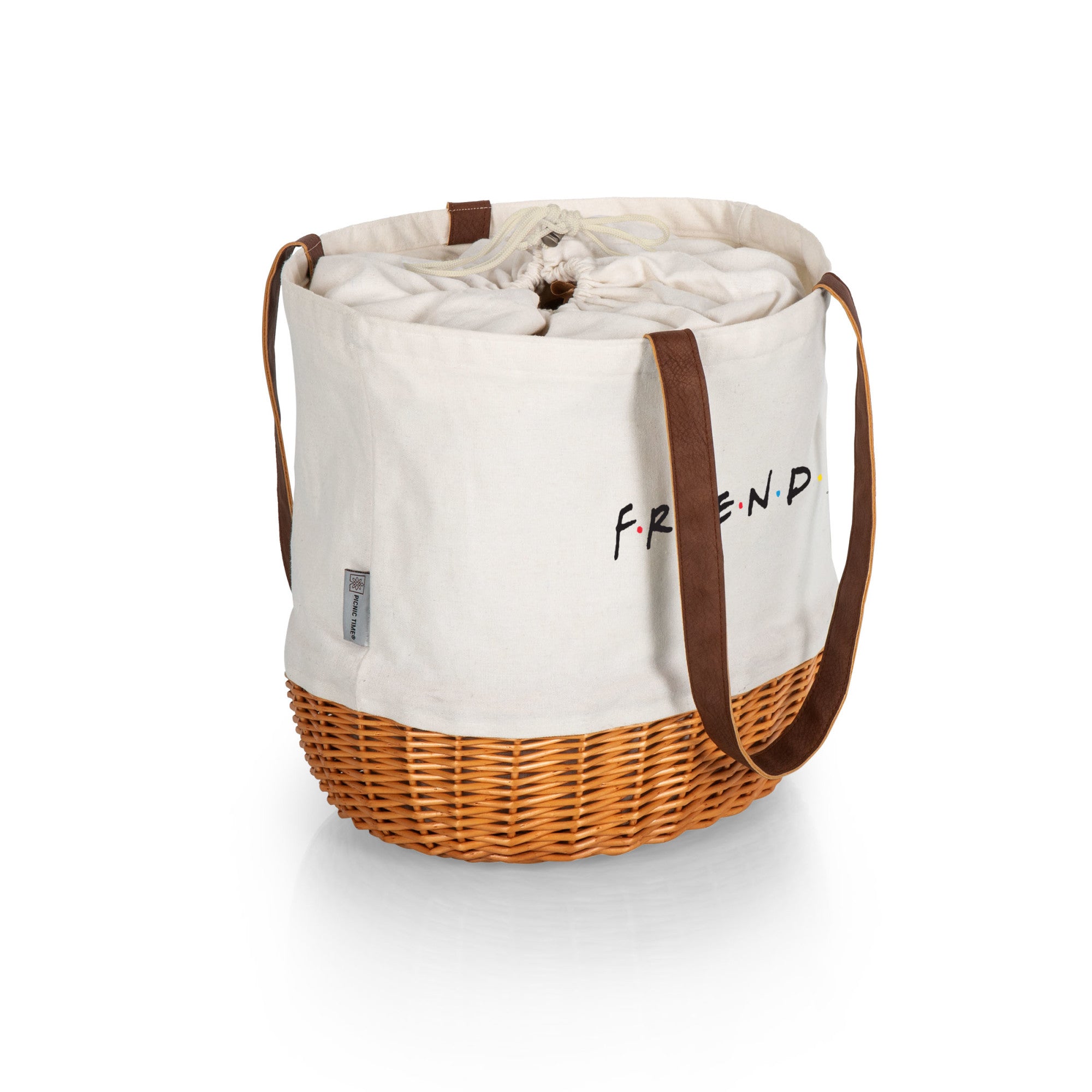 PicnicTime, Friends Coronado Beige Canvas & Willow Basket Tote