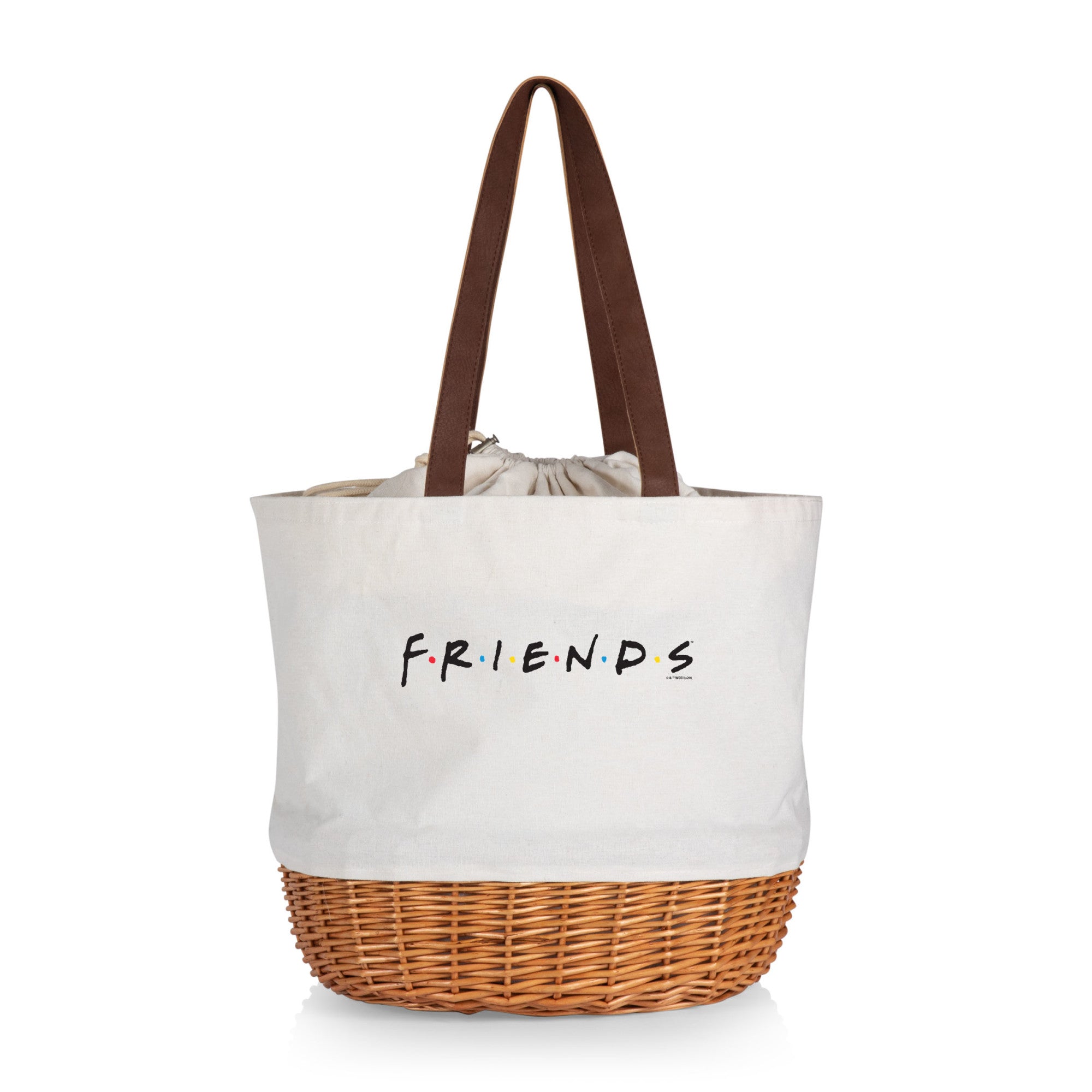 PicnicTime, Friends Coronado Beige Canvas & Willow Basket Tote