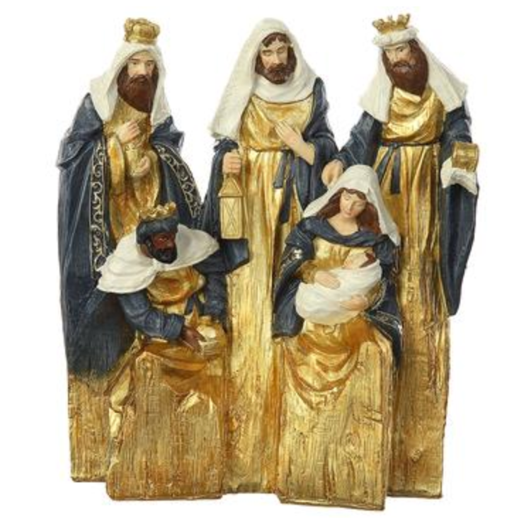 Allstate Floral, Gilded Nativity Piece 9.4 x 3.3 x 8.4"