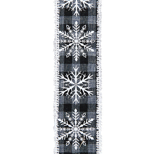 Kurt S Adler, Gingham with White Snowflake Ribbon 2.5" x 10 Yards