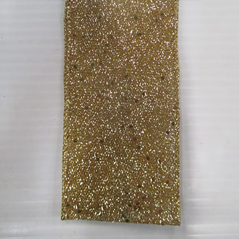 Designer's Excellence, Gold Glittered Linen Ribbon 2.5" x 10 Yards