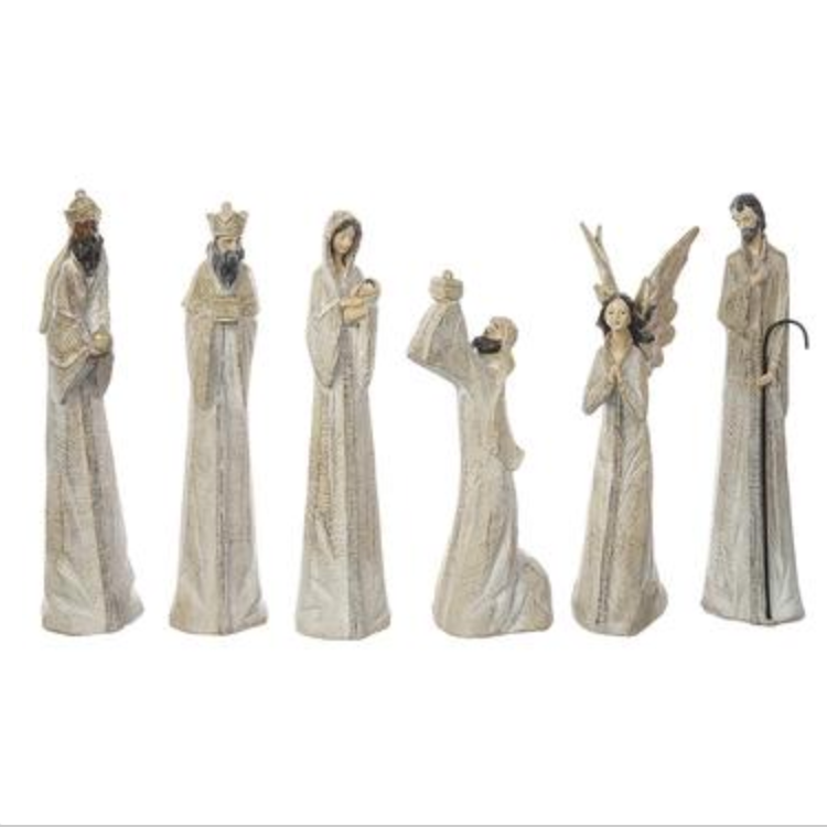 Allstate Floral, Gold & Grey Nativity 14.25" Set of 6