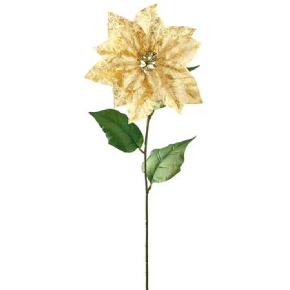 Allstate Floral, Gold Metallic Crackle Finish Poinsettia Spray 28"