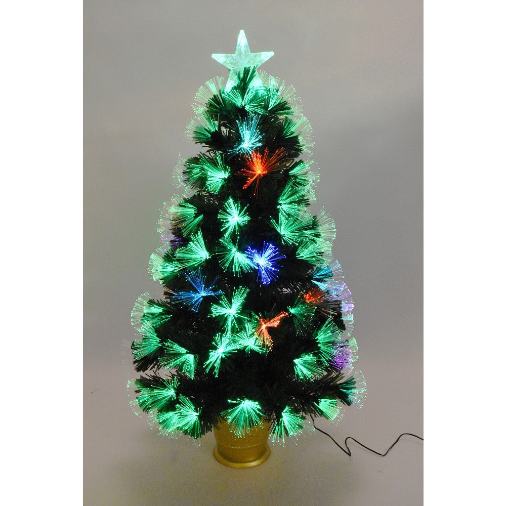 Designer's Excellence, Green Fiber Optic Multi Function Tree with Copper Pot 3'