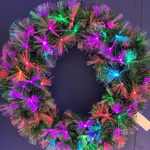 Designer's Excellence, Green Fiber Optic Multi Function Wreath 24"