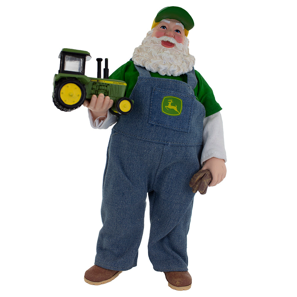 Fabriche, John Deere Fabric Mache Farmer Santa 10"