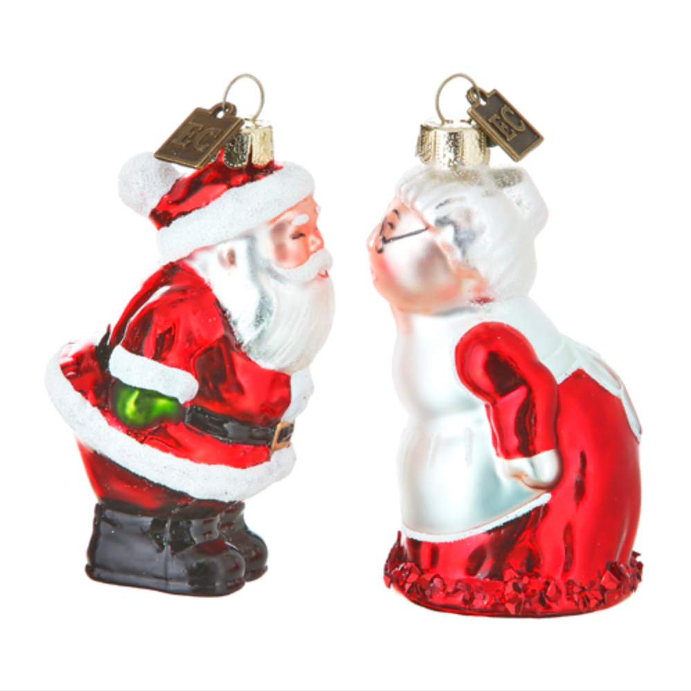 Eric Cortina, Kissing Couple Mr. & Mrs. Claus Ornament 3.5" Set of 2