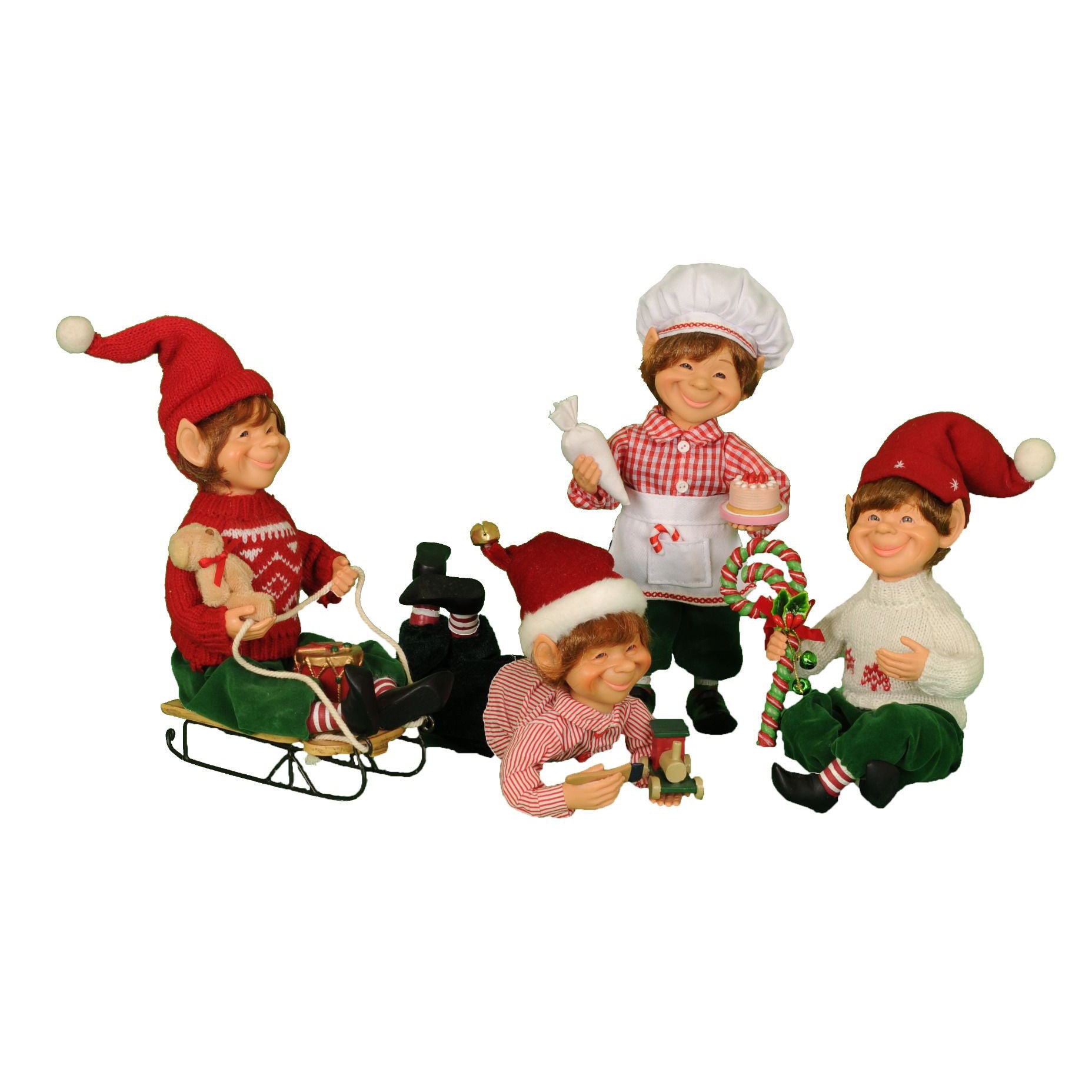 Karen Didion, Lighted Tree Trimming Elf Set of 4