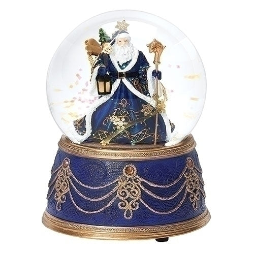 Roman, Musical Santa with Blue Robes Snow Globe 5.5"