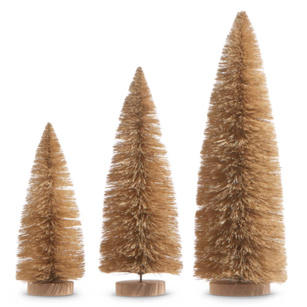 Raz, Natural Bottle Brush Trees 15" Set of 3