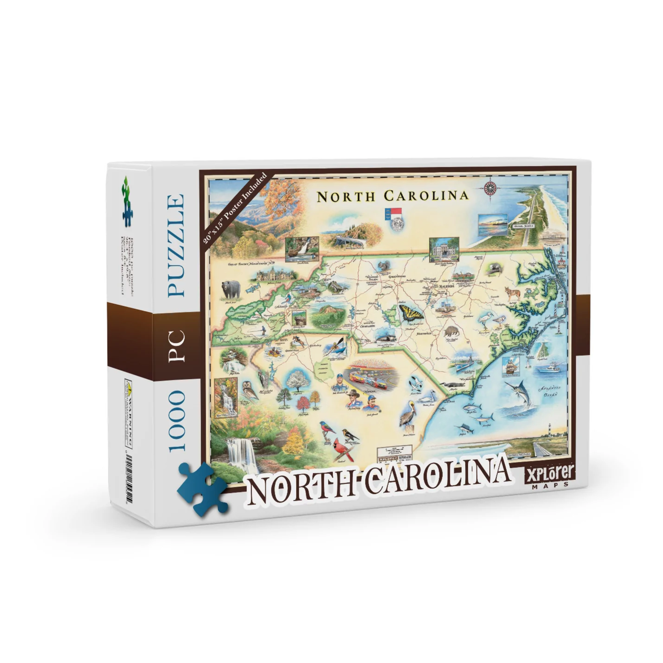 Xplorer Maps, North Carolina 1,000 Piece Puzzle