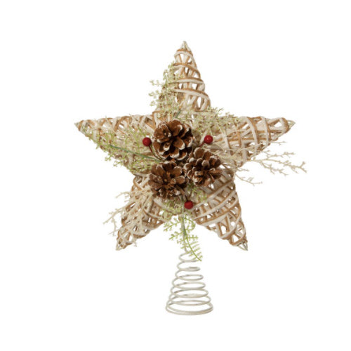 Kurt S Adler, Pine Cone & Berry Natural Christmas Tree Topper 12"