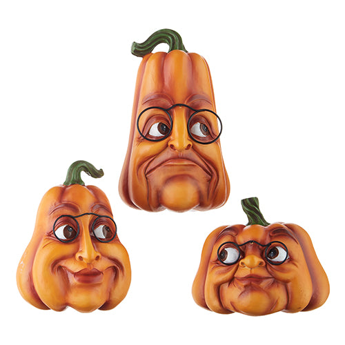 Raz, Pumpkin Faces 6", 8" & 10" Set of 3