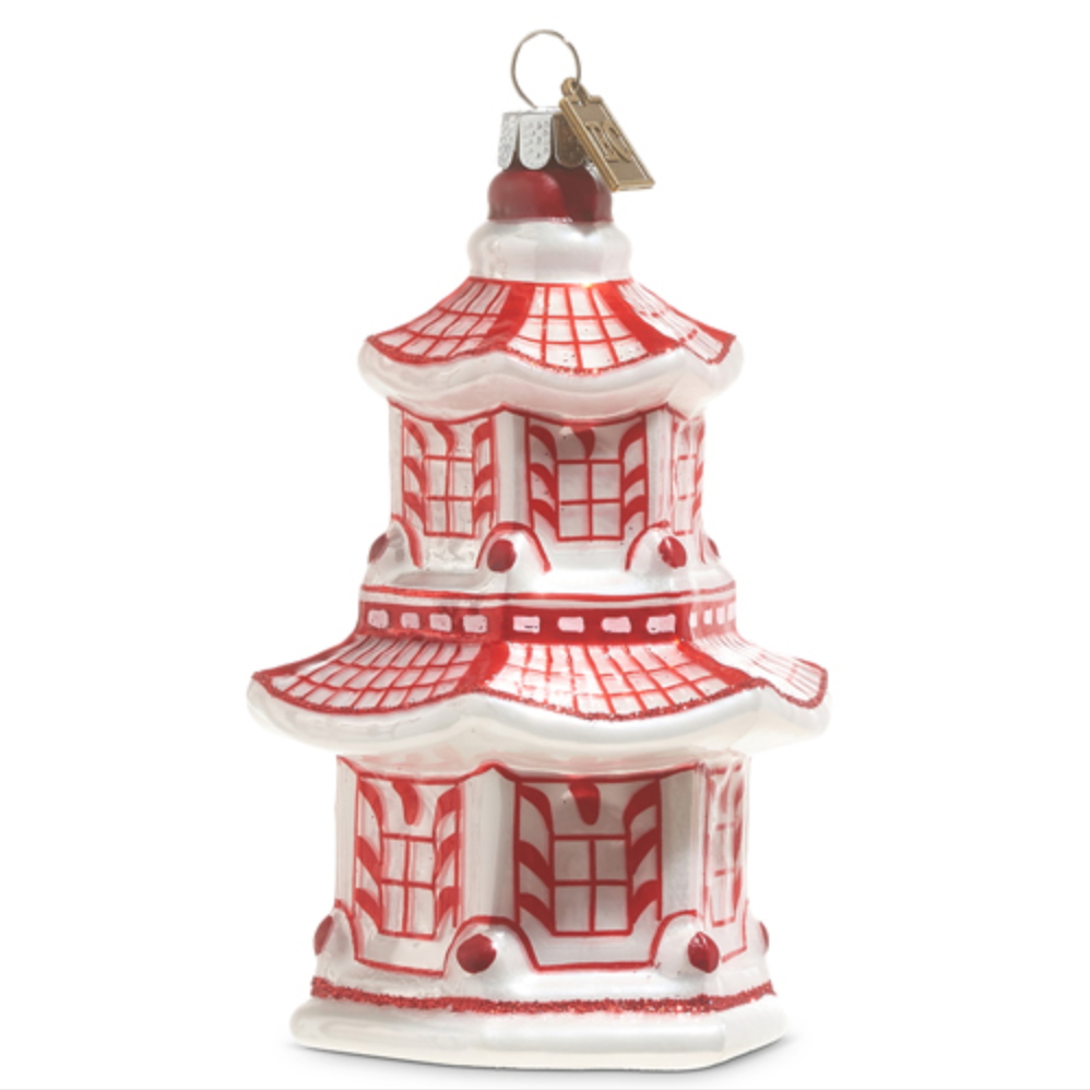 Eric Cortina, Red Pagoda Ornament 4.25"