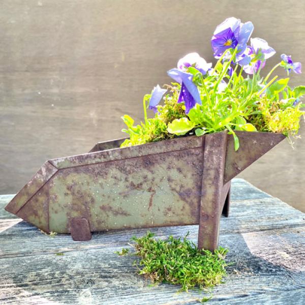 vintage + moss, Rusted Sorting Bin Planter 10"