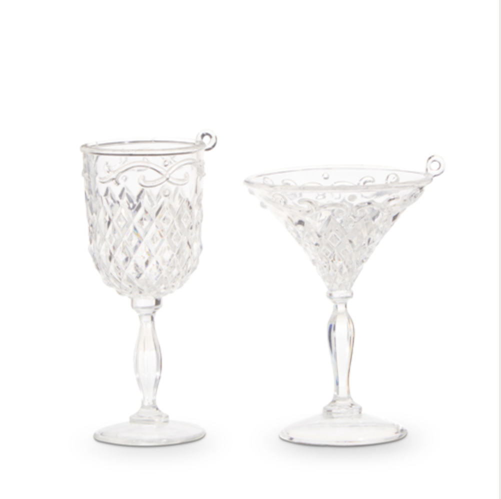 Raz, Victorian Stemware Ornament 4.25" Set of 2