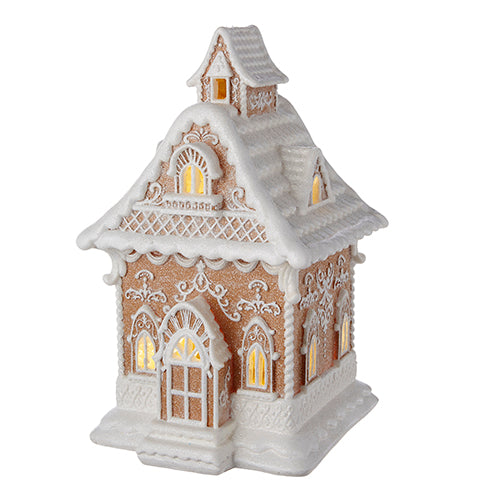 Raz, White Icing Lighted Gingerbread House 13"