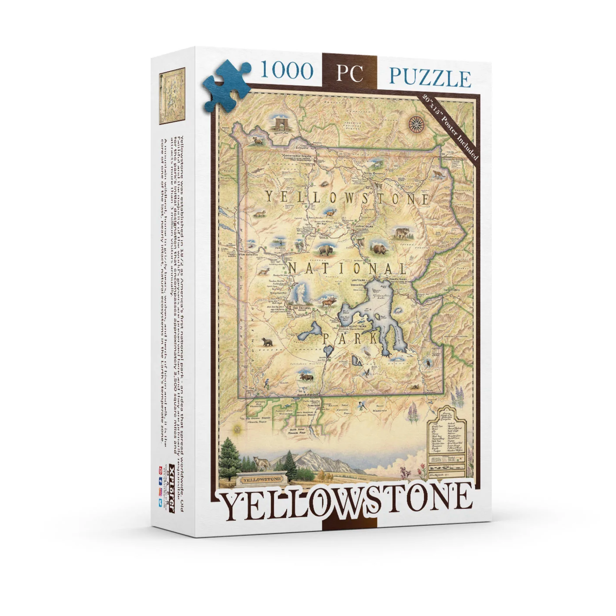 Xplorer Maps, Yellowstone National Park 1,000 Piece Puzzle