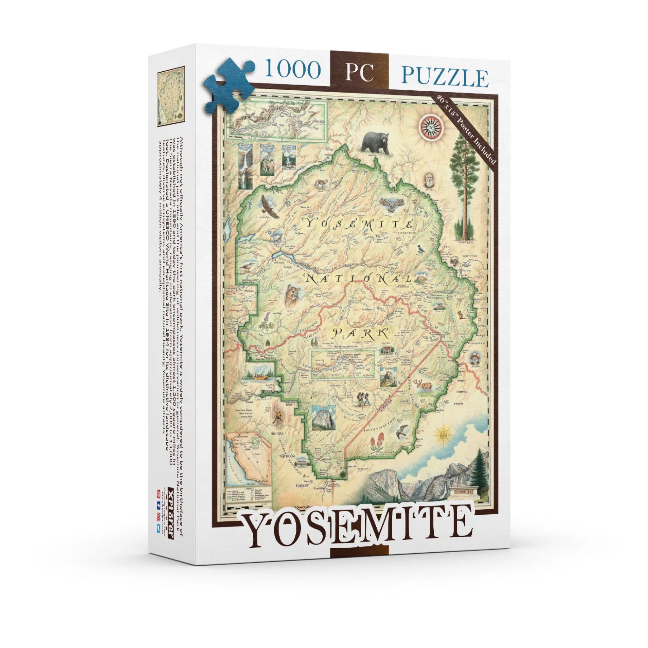 Xplorer Maps, Yosemite National Park 1,000 Piece Puzzle